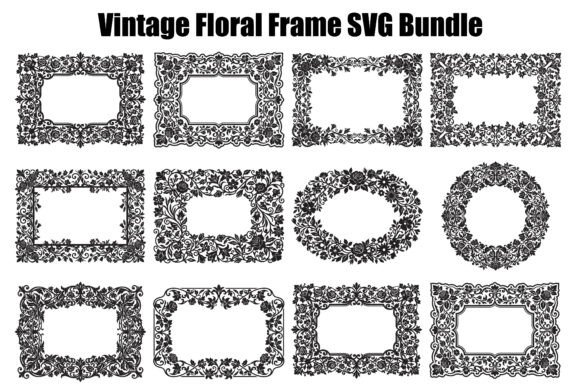 Download Vintage Floral Frame SVG Bundle - Vintage floral frame Collection