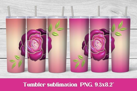 Download 3d Puff Flower Rose Tumbler | 3d Puff - Premium Resources